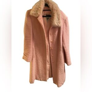 Marvin Richards Pink Teddy Jacket with Detachable Faux Fur Pink Collar 🩷